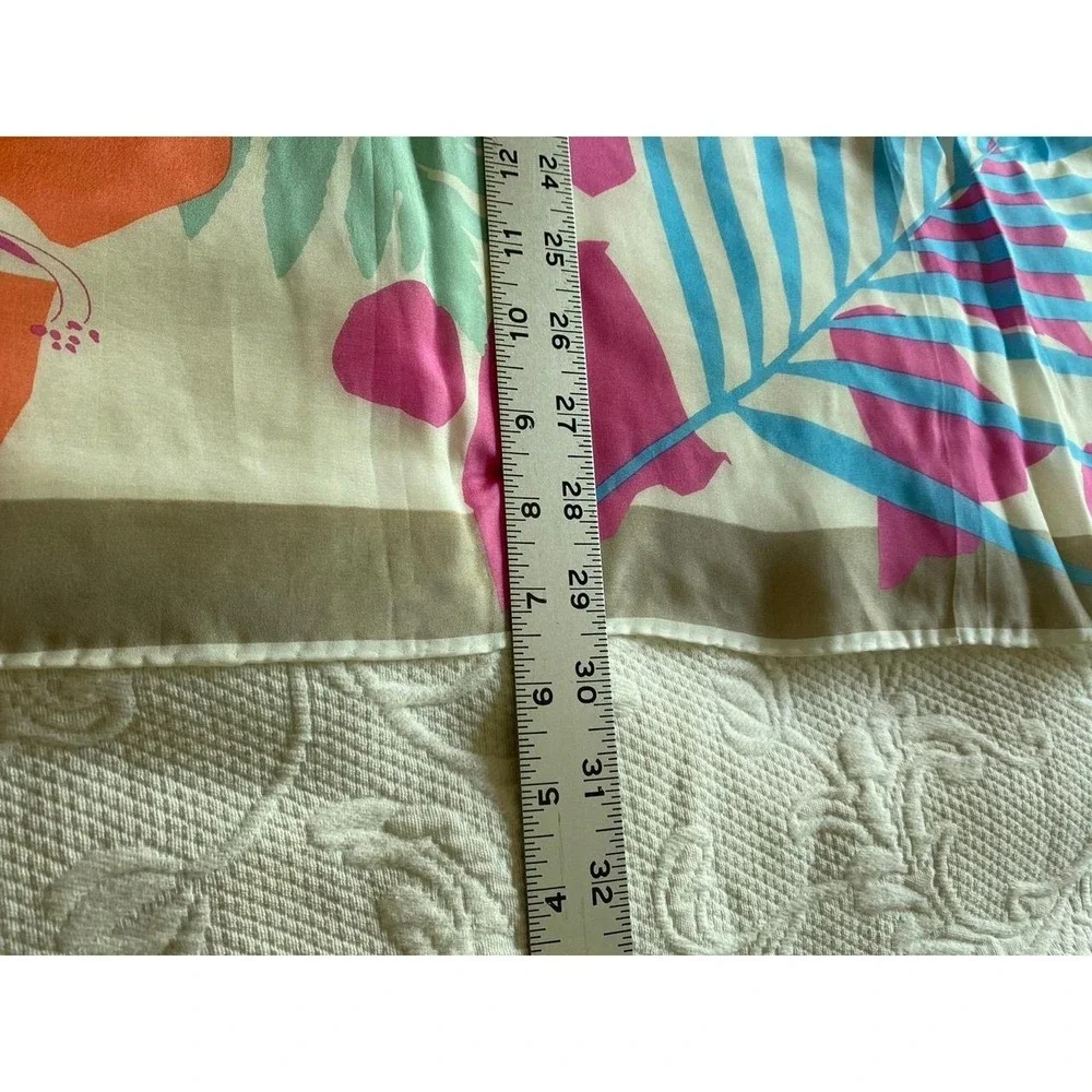 Vena Japan Pink Orange Blue Green Tropical Floral Silk Scarf Tie
